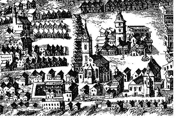 Ратуша на старовинній гравюрі